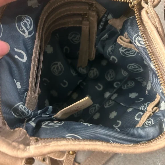 Stylish Taupe Leather Crossbody Bag - Picture 9 of 10